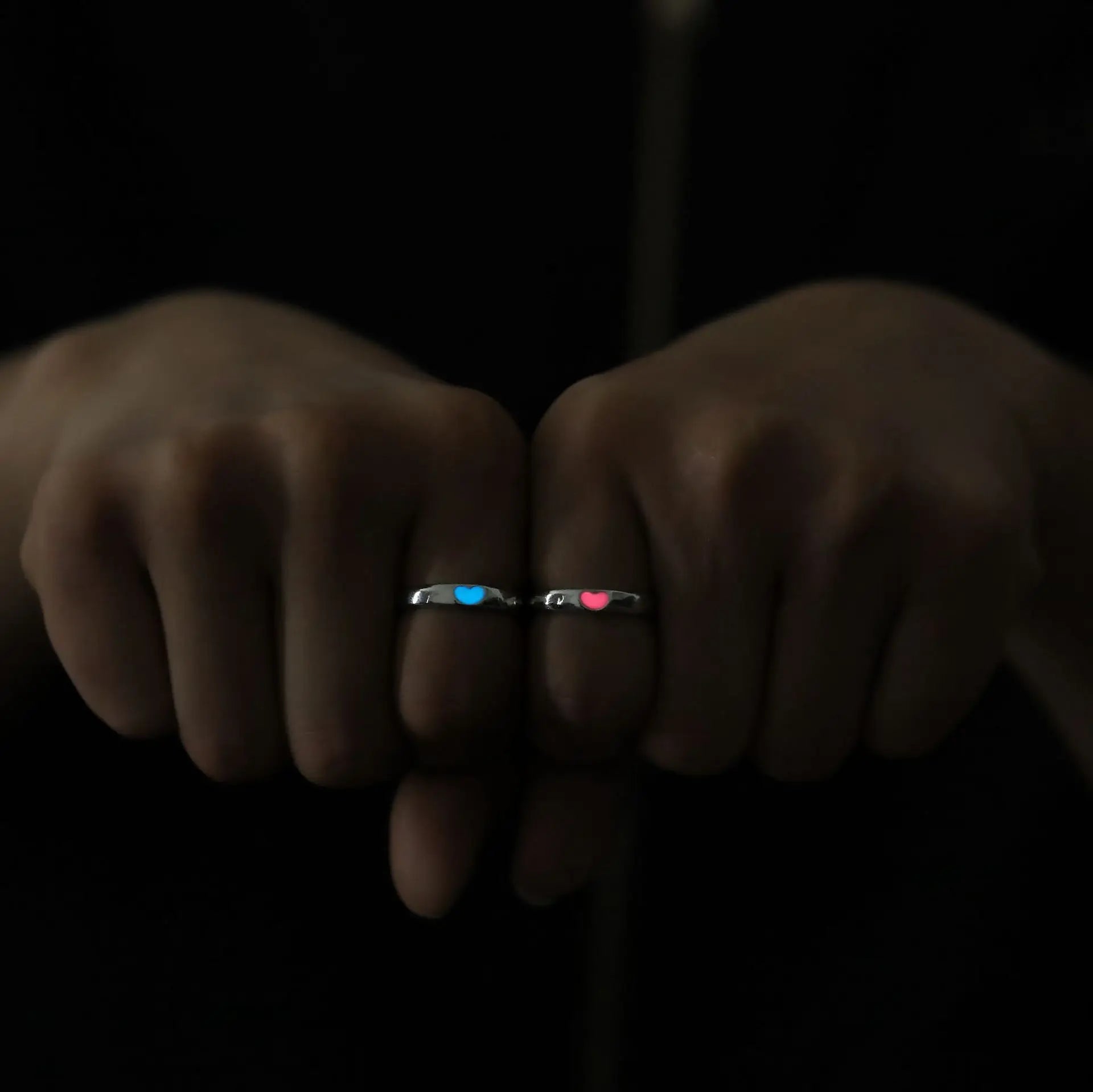 Blue Pink Luminous Ring For Couple Creative Love Heart