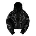 Street Retro Black Double Zipper Hoodie