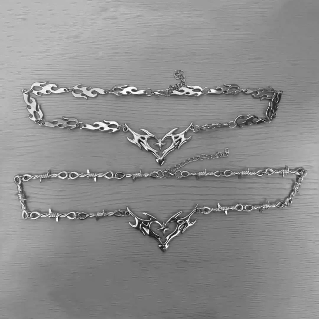 Cross Flame Heart Choker