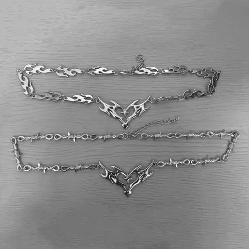 Cross Flame Heart Choker