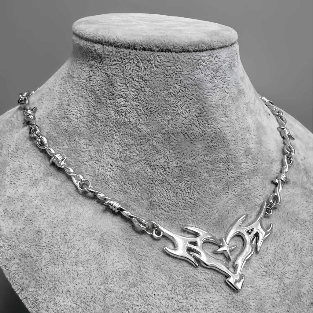 Cross Flame Heart Choker