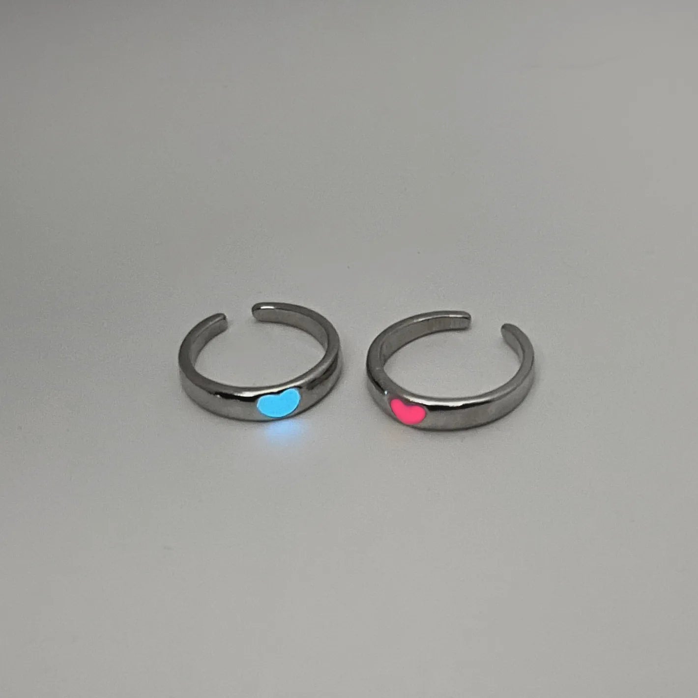 Blue Pink Luminous Ring For Couple Creative Love Heart